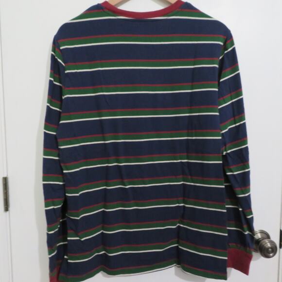 Disney Mens Sz L Navy Striped Donald Duck Long Sleeve Crew Neck Shirt - Picture 2 of 5